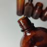 316 - Set of 9 Different Sizes Amber Glass Collectible Decorative Bottles and Jars Image 3