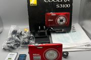 Nikon Coolpix S3100 14MP Digital Camera Red - Boxed - Full Kit