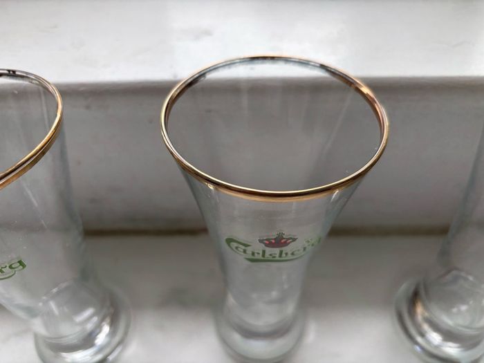 carlsberg vintage half pint glasses