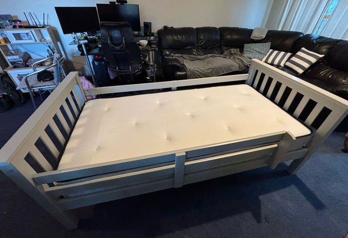 Pine Triple Bunk Bed (Grey) + Mattresses
