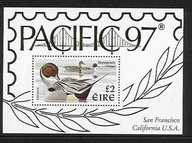 1997 Ireland Pacific 1997 including Pintail Duck Definitive Stamp Miniature Sheet Mint Never Hinged (MNH)