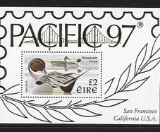 1997 Ireland Pacific 1997 including Pintail Duck Definitive Stamp Miniature Sheet Mint Never Hinged (MNH)