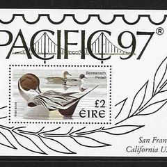 1997 Ireland Pacific 1997 including Pintail Duck Definitive Stamp Miniature Sheet Mint Never Hinged (MNH)