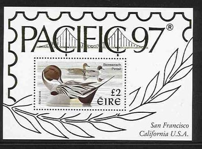 1997 Ireland Pacific 1997 including Pintail Duck Definitive Stamp Miniature Sheet Mint Never Hinged (MNH)