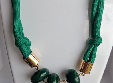 Rich Green & Gold Layered Rope Treble Bead Hoop Necklace