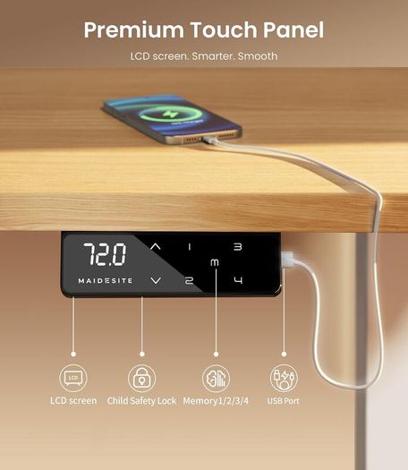 Height Adjustable Electric Standing Desk Frame Two-Stage With Heavy Duty Steel Stand up Desk Computer Desk with Automatic Memory Smart Pannel (White)
