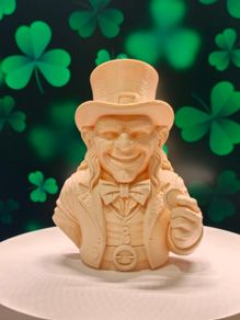 3D Printed Leprechaun Holding Gold Coin Bust