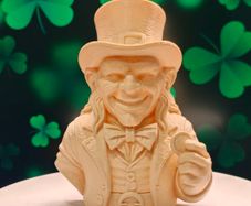 3D Printed Leprechaun Holding Gold Coin Bust