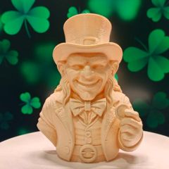 3D Printed Leprechaun Holding Gold Coin Bust