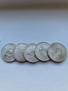 Five Mexican silver coins. .900. See below for details.