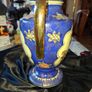 Vintage Twin Handled Japanese Cobalt Blue & Gold Lidded Urn or Amphora Vase, Postage available or Collection Image 3