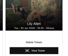 Lily Allen Tickets - Standing x 2 - 30.06.2026