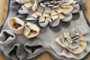 Grey and Cream Bone-Shaped Dog Snuffle Mat / Interactive Feed Toy