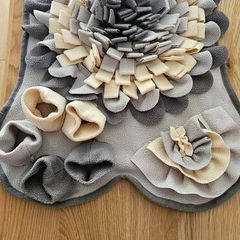 Grey and Cream Bone-Shaped Dog Snuffle Mat / Interactive Feed Toy