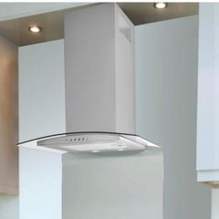 Logic 90cm curved glass chimney cooker hood.
