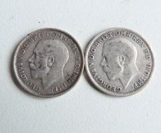 George the Fifth silver threepences