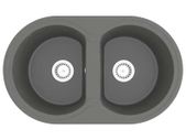 Kitchen Sink Double Basins Oval Grey Granite