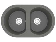 main image for ad Kitchen Sink Double Basins Oval Grey Granite