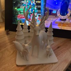 Christmas Reindeer Fox Rabbit Forest