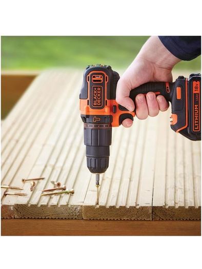 Black+Decker 18V Cordless Impact Drill BDCHD18KB-QW (2 Batteries)