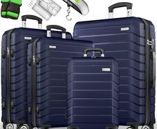 4 x suitcase with Luggage Scale, Suitcase Straps and Suitcase Tag, Hard Shell Suitcase Set 4 Wheels, Trolley Luggage Suitcase with TSA Lock, Rolling Suitcase Hard Case