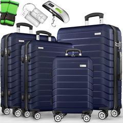 4 x suitcase with Luggage Scale, Suitcase Straps and Suitcase Tag, Hard Shell Suitcase Set 4 Wheels, Trolley Luggage Suitcase with TSA Lock, Rolling Suitcase Hard Case