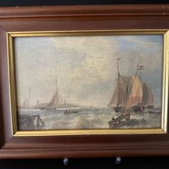 Pair of Vintage Framed Dutch Maritime Oleograph Prints (35 x 26 cm)