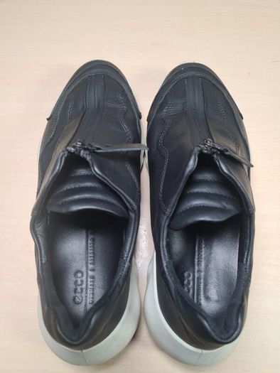 womens ECCO Chunky W zip trainers black leather runners Size UK 6 EU 39