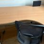 Office Desk Radial Right Hand Silver Legs W1600xD1200x725 Beech Colour Image 6