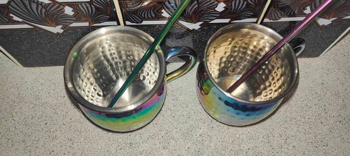 Stainless steel moscow mule mug with multicolor decoration cl 55