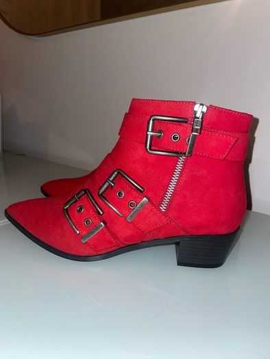 M&S Red suede ankle boot - Size 4.5