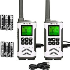 RT45 Walkie Talkie, Rechargeable Walkie Talkie for Adults Long Range, PMR446 16 Channels, With AA Battery LED Torch Walkie Talkies for Family Hiking, Outdoor(Silver, 2Pcs)
