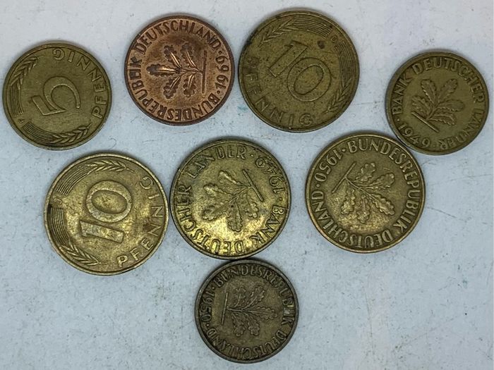 Germany 2 5 10  Pfennig Coin Lot 1950 1971 1949 1969 1972