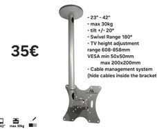 Tv Ceiling Mount Bracket Swivel Tilt 23"-42"