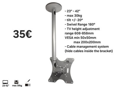 Tv Ceiling Mount Bracket Swivel Tilt 23"-42"