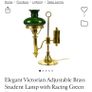 Elegant Victorian Adjustable Brass Student Lamp with Racing Green Ceramic Shade Image 8