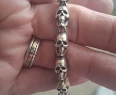 Biker skull silver braclet
