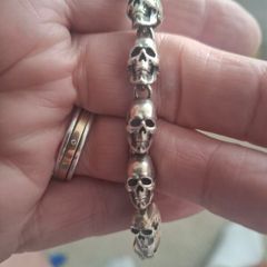 Biker skull silver braclet