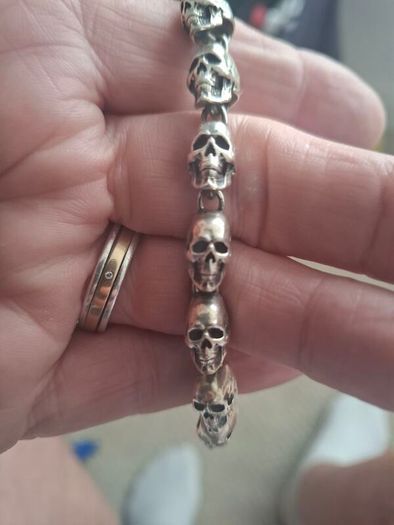 Biker skull silver braclet