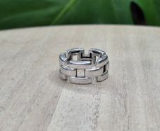 Thomas Sabo Solid Sterling Silver Chunky Chain Link Band Ring 925 Size M-N / 17.0mm