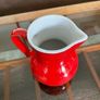 Vintage Emile Henry Bright Red Milk Jug French Farmhouse Kitchen Decor or Bud Vase Image 10