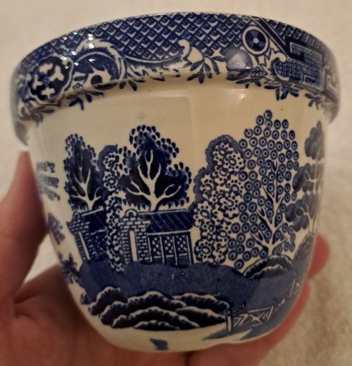 Antique blue and white willow pattern