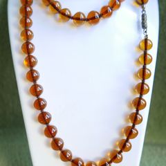 Vintage Honey Amber (or colored glass) Beads Necklace