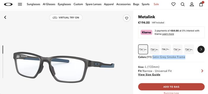 Oakley frame glasses - Metalink - As New - Half Price