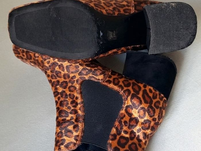 Marks & Spencer Leopard Print Real Pony Hair Ankle Boots, Size 8