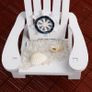Beach Nautical Miniature Decoration Ornament Small Wooden Beach Chair Model Decorated with Ship Steering Wheel Seagull Shell Conch Image 3