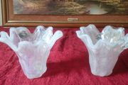 Pair Of Original Murano Glass Pearl Lustre Finish Vase