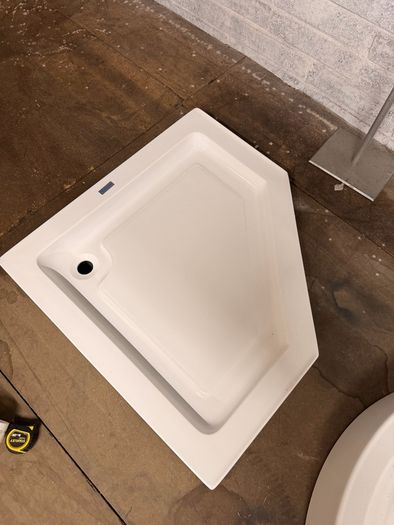 Shower pan and glass door - corner unit