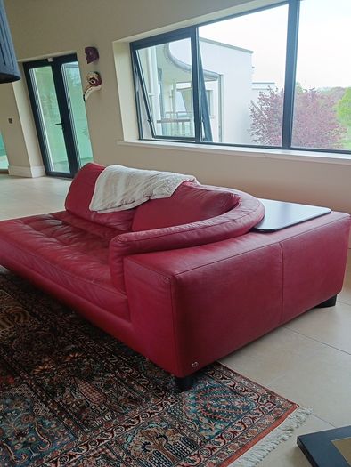 Natuzzi red leather corner sofa or can be separate as shown