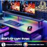 120x50cm Gaming Desk with LED Lights & Power Outlets,Black Storage Shelves, Dual Monitor Stand, Home Office & Study, Work from Home, Bedroom, Small Spaces, Dorm, Space-Saving, Students Image 6